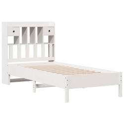 Lit bibliothèque sans matelas blanc 75x190cm bois de pin massif 