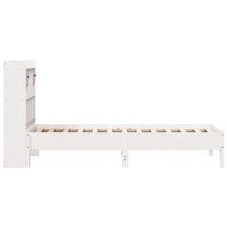 Lit bibliothèque sans matelas blanc 75x190cm bois de pin massif 