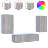 Unités murales TV avec LED 4 pcs gris sonoma bois d'ingénierie 