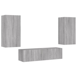 Unités murales TV avec LED 4 pcs gris sonoma bois d'ingénierie 