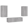 Unités murales TV avec LED 4 pcs gris sonoma bois d'ingénierie 