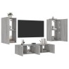 Unités murales TV avec LED 4 pcs gris sonoma bois d'ingénierie 