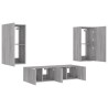 Unités murales TV avec LED 4 pcs gris sonoma bois d'ingénierie 