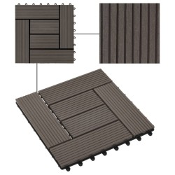 Carreaux de terrasse 22 pcs 30 x 30 cm 2 m² WPC Marron foncé 
