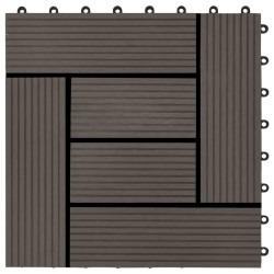 Carreaux de terrasse 22 pcs 30 x 30 cm 2 m² WPC Marron foncé 