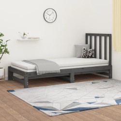 Lit coulissant sans matelas gris 2x(90x200) cm 