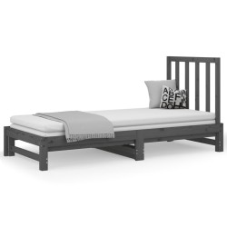 Lit coulissant sans matelas gris 2x(90x200) cm 