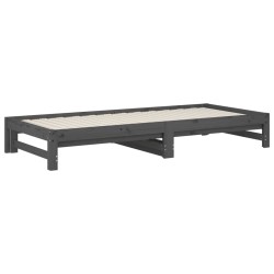 Lit coulissant sans matelas gris 2x(90x200) cm 