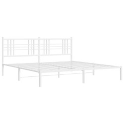 Cadre de lit métal sans matelas et tête de lit blanc 200x200 cm 