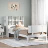 Lit bibliothèque sans matelas blanc 90x200cm bois de pin massif 