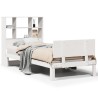 Lit bibliothèque sans matelas blanc 90x200cm bois de pin massif 