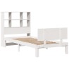 Lit bibliothèque sans matelas blanc 90x200cm bois de pin massif 