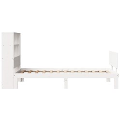 Lit bibliothèque sans matelas blanc 90x200cm bois de pin massif 