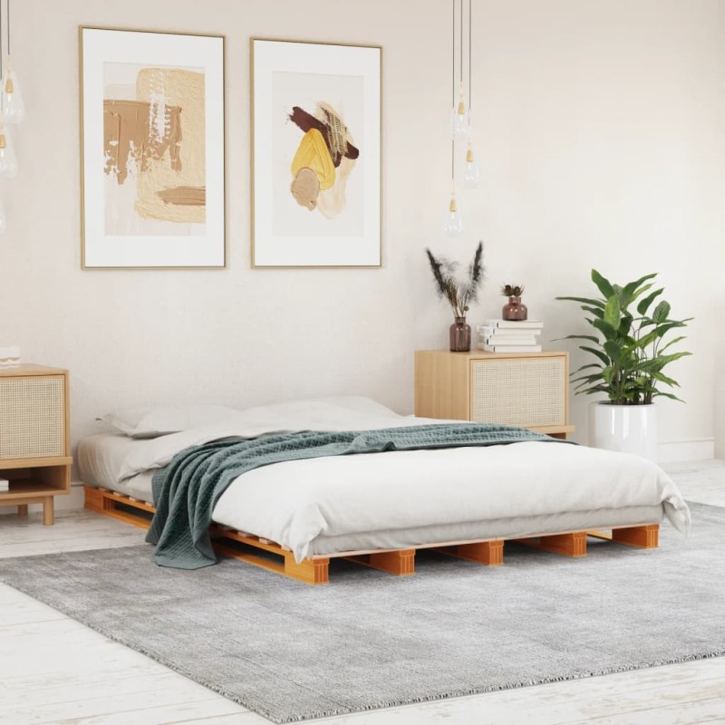 Lit de palette sans matelas cire marron 140x200 cm pin massif Lit de palette sans matelas cire marron 140x200 cm pin massif