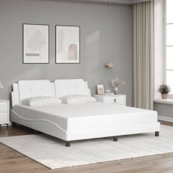 Cadre de lit sans matelas blanc 160x200 cm similicuir 