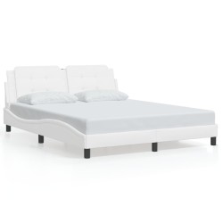 Cadre de lit sans matelas blanc 160x200 cm similicuir 
