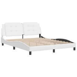 Cadre de lit sans matelas blanc 160x200 cm similicuir 