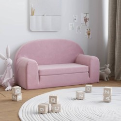 Canapé-lit pour enfants 2 places rose peluche douce 