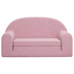 Canapé-lit pour enfants 2 places rose peluche douce 