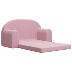 Canapé-lit pour enfants 2 places rose peluche douce 