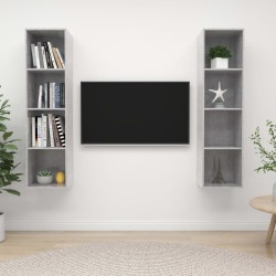 Meubles TV muraux 2 pcs Gris béton Bois d'ingénierie 