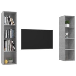 Meubles TV muraux 2 pcs Gris béton Bois d'ingénierie 