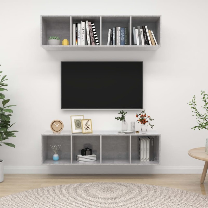 Meubles TV muraux 2 pcs Gris béton Bois d'ingénierie Meubles TV muraux 2 pcs Gris béton Bois d'ingénierie