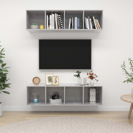 Meubles TV muraux 2 pcs Gris béton Bois d'ingénierie 