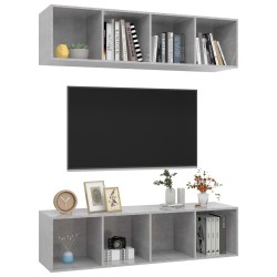 Meubles TV muraux 2 pcs Gris béton Bois d'ingénierie 