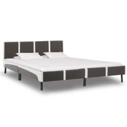 Cadre de lit sans matelas gris et blanc similicuir 180x200 cm 