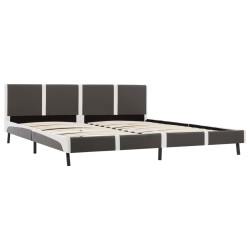 Cadre de lit sans matelas gris et blanc similicuir 180x200 cm 