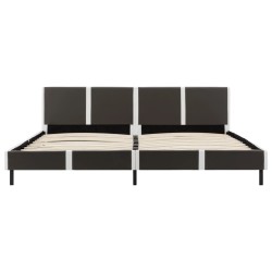 Cadre de lit sans matelas gris et blanc similicuir 180x200 cm 