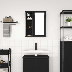 Armoire murale de salle de bain miroir chêne noir 50x21x60 cm 