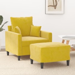 Fauteuil avec repose-pied jaune 60 cm velours 