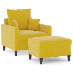 Fauteuil avec repose-pied jaune 60 cm velours 
