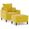 Fauteuil avec repose-pied jaune 60 cm velours 