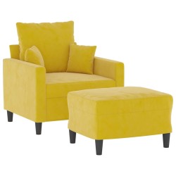Fauteuil avec repose-pied jaune 60 cm velours 