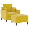 Fauteuil avec repose-pied jaune 60 cm velours 