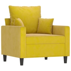 Fauteuil avec repose-pied jaune 60 cm velours 