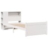 Lit bibliothèque sans matelas blanc 75x190cm bois de pin massif 