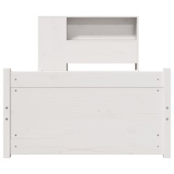 Lit bibliothèque sans matelas blanc 75x190cm bois de pin massif 