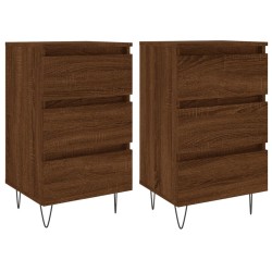 Tables de chevet 2 pcs chêne marron 40x35x69 cm bois ingénierie 