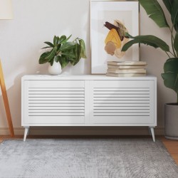 Portes d'armoire à persiennes 2pcs blanc 39,5x59,4cm pin massif 