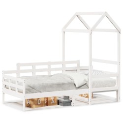 Lit de jour avec toit sans matelas blanc 90x190 cm bois massif 