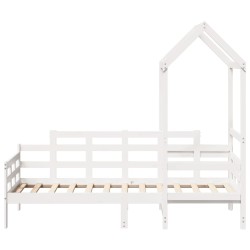 Lit de jour avec toit sans matelas blanc 90x190 cm bois massif 