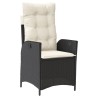 Chaises inclinables de jardin lot de 2 et coussins noir rotin 