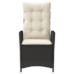 Chaises inclinables de jardin lot de 2 et coussins noir rotin 