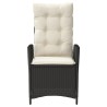 Chaises inclinables de jardin lot de 2 et coussins noir rotin 