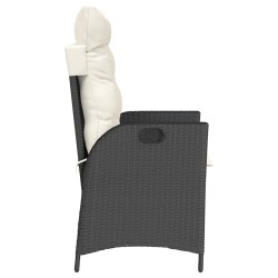 Chaises inclinables de jardin lot de 2 et coussins noir rotin 