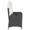 Chaises inclinables de jardin lot de 2 et coussins noir rotin 
